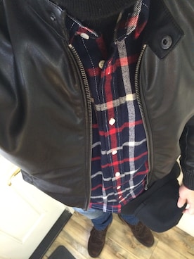 「Safari」｜「アイテム（ライダースジャケット）」を使った、OGさん（メンズ・182cm）の冬コーディネート