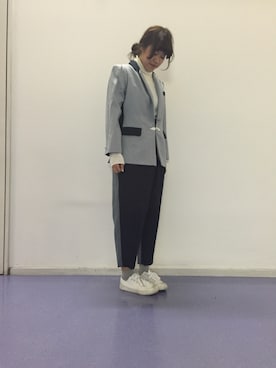 「Handmade（ハンドメイド）のアイテム（テーラードジャケット）」を使った、hinaco sasakiさん（レディース・166cm）の冬コーディネート