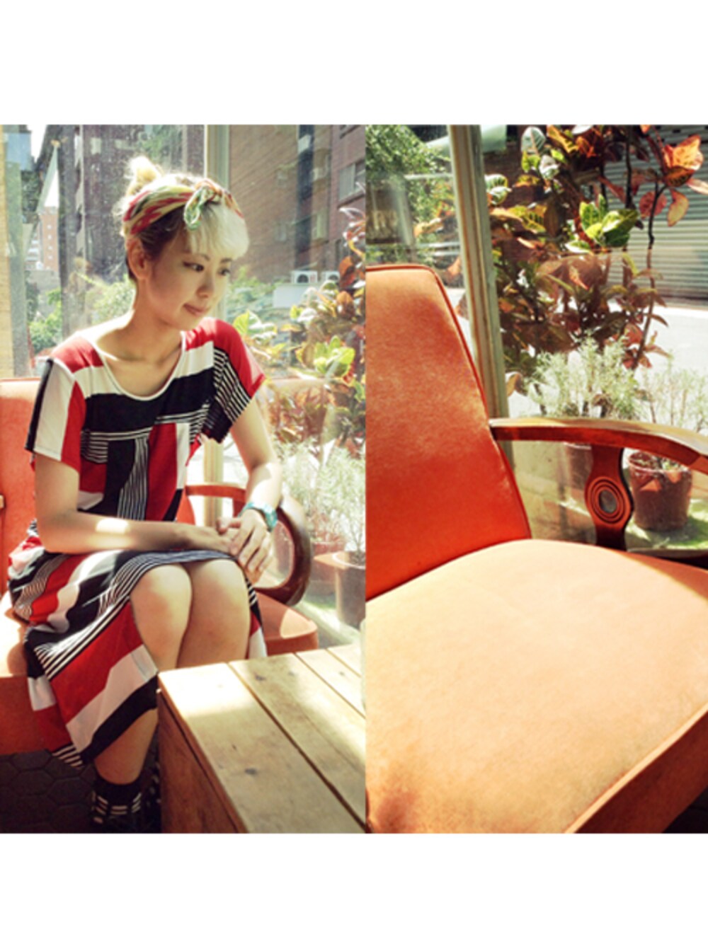 「dress、stripe」｜「STRIPED LONG DRESS（ワンピース、レッド系）」を使った、YUCHICHENさん（レディース・165cm）の夏コーディネートの1枚目の写真