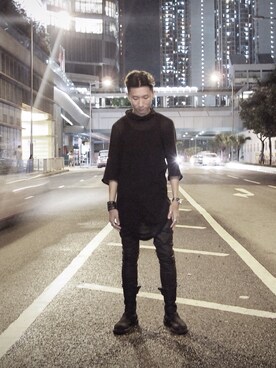 「ZAM BARRETT（ザム　バレット）のZam Barrett Tank Top （タンクトップ、ブラック系）」を使った、HinsonNgさん（メンズ・177cm）の夏コーディネート