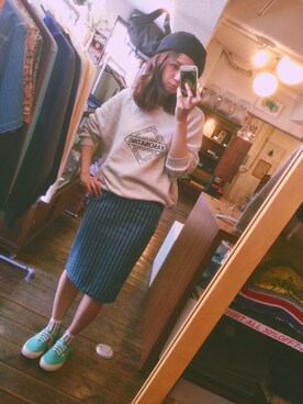 「DRWCYS」｜「アイテム（スウェット）」を使った、tocchiiiiさん（レディース・158cm）の春コーディネート