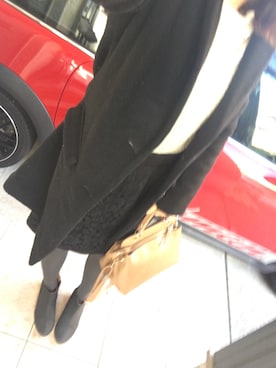 「ウエストイン」｜「アイテム（チェスターコート）」を使った、*naaa*さん（レディース・156cm）の冬コーディネート
