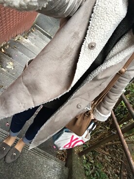 「タッセルローファー」｜「アイテム（ムートンコート）」を使った、*naaa*さん（レディース・156cm）の冬コーディネート
