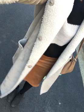 「寒い」｜「アイテム（ムートンコート）」を使った、*naaa*さん（レディース・156cm）の冬コーディネート