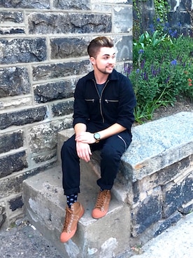 「TOPMAN（トップマン）のアイテム（オールインワン・サロペット）」を使った、Ian Michael Crummさん（メンズ・178cm）の夏コーディネート