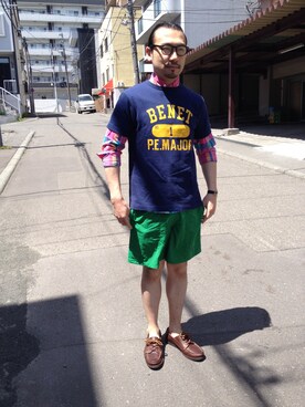 「EASTLAND（イーストランド）のアイテム（シューズ）」を使った、UーTARさん（メンズ・170cm）の春コーディネート