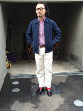 「SUGAR CANE（シュガーケーン）のアイテム（ブルゾン）」を使った、UーTARさん（メンズ・170cm）の夏コーディネート