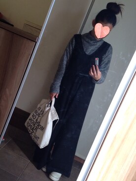 「NET（ネット）のアイテム（サロペット/オーバーオール）」を使った、ゆんさん（レディース・153cm）の冬コーディネート