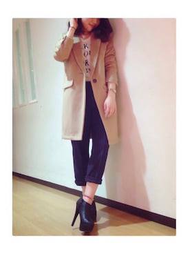 「pants」｜「アイテム（チェスターコート）」を使った、yuki tanabeさん（レディース・155cm）の冬コーディネート