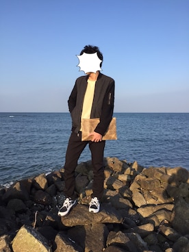 「海」｜「アイテム（その他アウター）」を使った、たく蔵さん（メンズ・172cm）の冬コーディネート