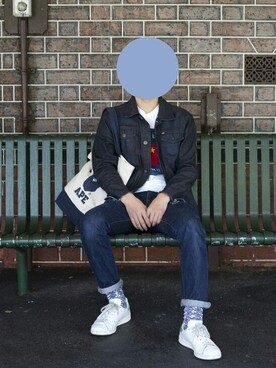 「Australia」｜「アイテム（デニムジャケット）」を使った、john yoxsさん（メンズ・173cm）の冬コーディネート