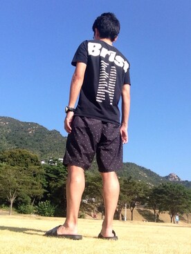 「F.C.R.B.（エフシーアールビー）のアイテム（サンダル）」を使った、max190さん（メンズ・170cm）の夏コーディネート