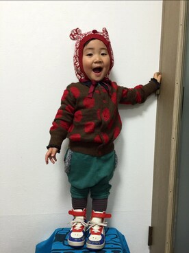 「BOOFOOWOO」｜「アイテム（ジャケット/アウター）」を使った、JOE COOLさん（キッズ・90cm）の冬コーディネート