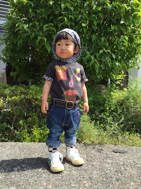 「BOOFOOWOO」｜「アイテム（その他）」を使った、JOE COOLさん（キッズ・90cm）の春コーディネート