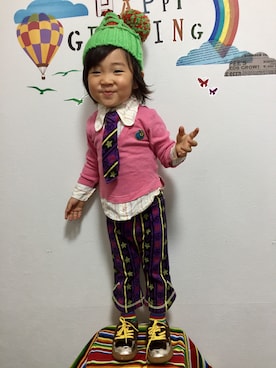 「BOOFOOWOO」｜「アイテム（帽子）」を使った、JOE COOLさん（キッズ・90cm）の秋コーディネート