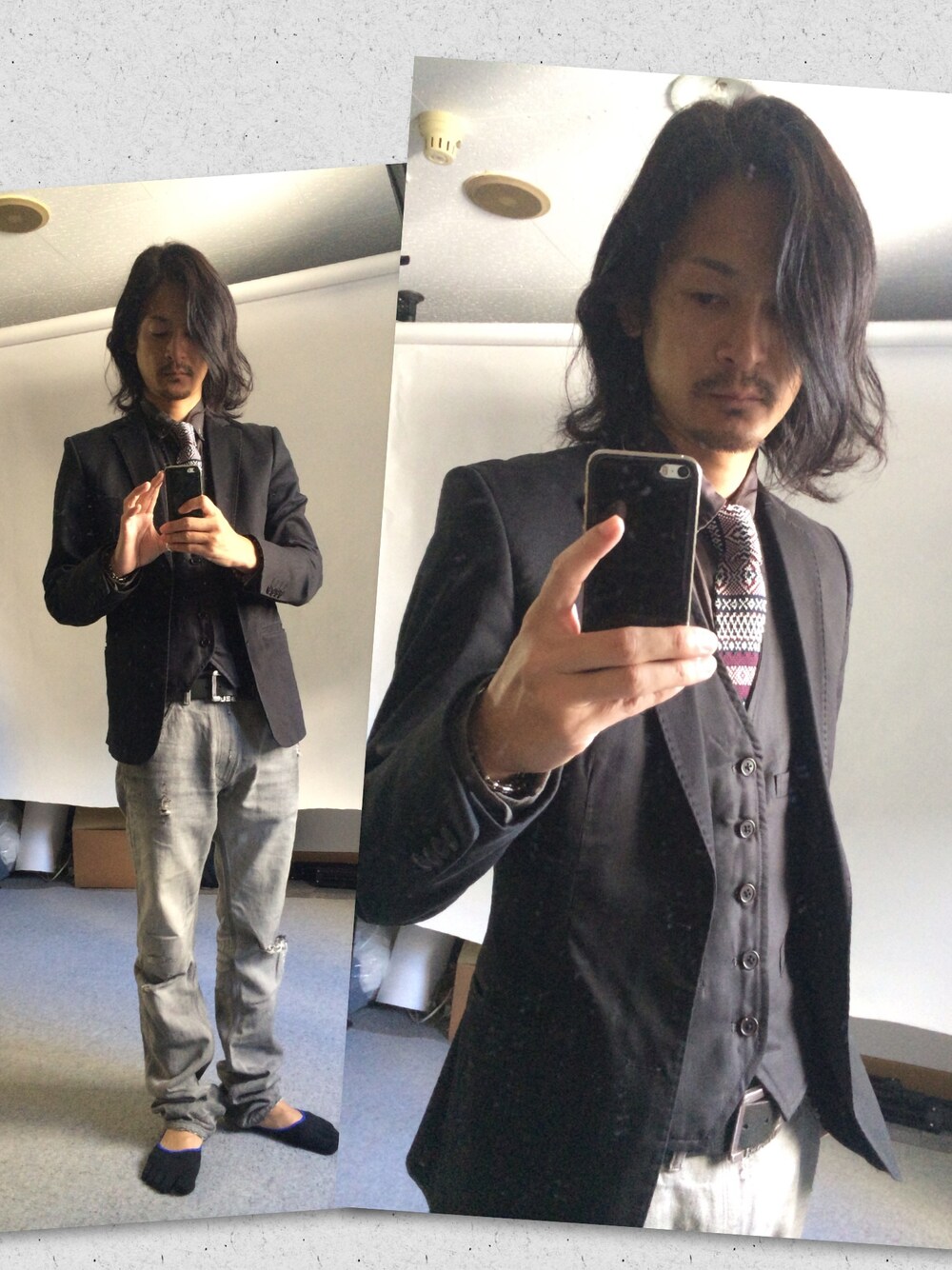「テーラードJKT、ZARA、ジレ、Diesel、TOPSHOP」｜「ZARAのアイテム（テーラードジャケット、ブラック系）」を使った、小島涼さん（メンズ・172cm）の秋コーディネートの1枚目の写真