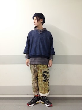 「FACETASM」｜「アイテム（ハンチング/ベレー帽）」を使った、YUKIYA UENOさん（メンズ・169cm）の夏コーディネート