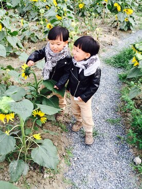 「アイテム（ライダースジャケット）」を使った、Roy&Ryanさん（キッズ・100cm）の冬コーディネート