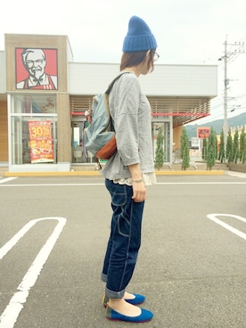 「BLUE BLUE（ブルーブルー）のアイテム（パンツ）」を使った、kimichan93さん（レディース・161cm）の秋コーディネート