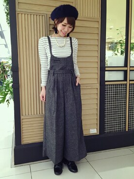 「mysty woman」｜「アイテム（つなぎ/オールインワン）」を使った、中やんさん（レディース・156cm）の秋コーディネート