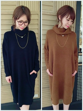 「ニットワンピ」｜中やんさん（レディース・156cm）の秋コーディネート