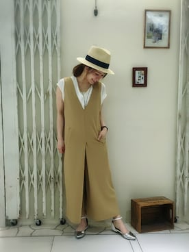 「シルバーパンプス」｜「アイテム（オールインワン・サロペット）」を使った、中やんさん（レディース・156cm）の春コーディネート