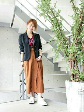 「mysty woman（ミスティウーマン）のアイテム（スカート）」を使った、中やんさん（レディース・156cm）の秋コーディネート