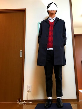 「アイテム（ステンカラーコート）」を使った、u_eda_さん（メンズ・176cm・10代）の秋コーディネート