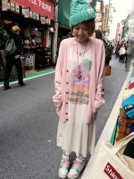 「TWITSのアイテム（帽子）」を使った、いけだめぐみさん（レディース・155cm）の春コーディネート