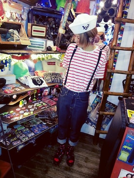 「TWITSのアイテム（帽子）」を使った、いけだめぐみさん（レディース・155cm）の夏コーディネート