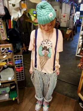 「Candy Stripper（キャンディストリッパー）のアイテム」を使った、いけだめぐみさん（レディース・155cm）の秋コーディネート