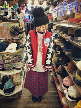 「PUMA」｜「アイテム（スタジャン）」を使った、いけだめぐみさん（レディース・155cm）の秋コーディネート