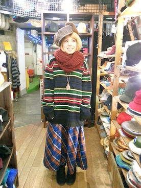 「stussy」｜いけだめぐみさん（レディース・155cm）の冬コーディネート