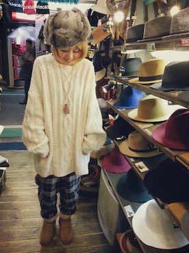 「フィッシャーマンニット」｜いけだめぐみさん（レディース・155cm）の冬コーディネート