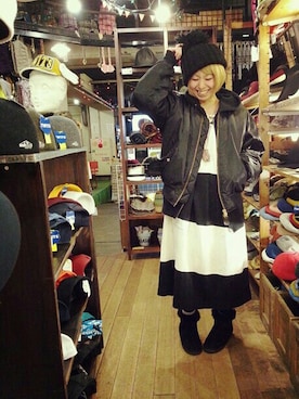 「アイテム（スポーツグッズ）」を使った、いけだめぐみさん（レディース・155cm）の冬コーディネート