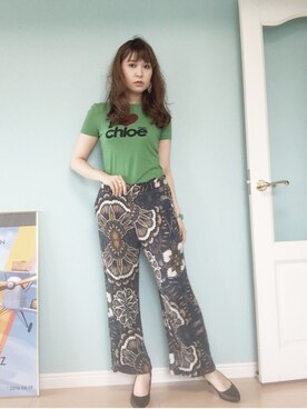 「SEE BY CHLOE（シーバイクロエ）のアイテム（Tシャツ/カットソー）」を使った、WEAR🔰Ricaco K Cruzさん（レディース・169cm）の夏コーディネート