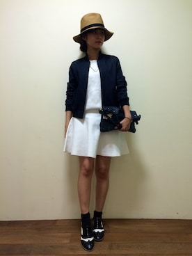 「Rouge vif（ルージュヴィフ）のアイテム（ブルゾン）」を使った、はしもとまゆさん（レディース・156cm）の春コーディネート