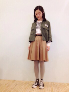 「ミニタリー」｜「アイテム（アクセサリー）」を使った、△kolmio+LIM△さん（メンズ・157cm）の秋コーディネート