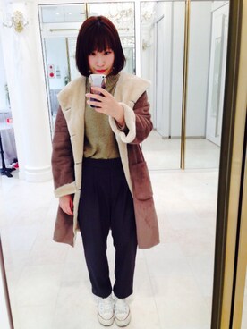 「アイテム（ムートンコート）」を使った、fumiさん（レディース・158cm・20代）の冬コーディネート