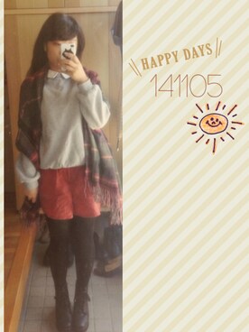 「シャツ×スウェット」｜「アイテム（ブーツ）」を使った、umi**さん（レディース・154cm）の秋コーディネート