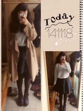 「ウエストイン」｜「アイテム（トレンチコート）」を使った、umi**さん（レディース・154cm）の秋コーディネート