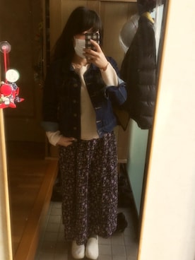 「スカラップ」｜「アイテム（デニムジャケット）」を使った、umi**さん（レディース・154cm）の春コーディネート