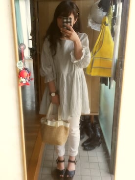 「爽やかコーデ」｜「アイテム（チュニック）」を使った、umi**さん（レディース・154cm）の春コーディネート