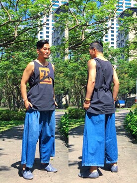 「DRIES VAN NOTEN（ドリスヴァンノッテン）のアイテム（タンクトップ）」を使った、dannyshihさん（メンズ・175cm）の秋コーディネート