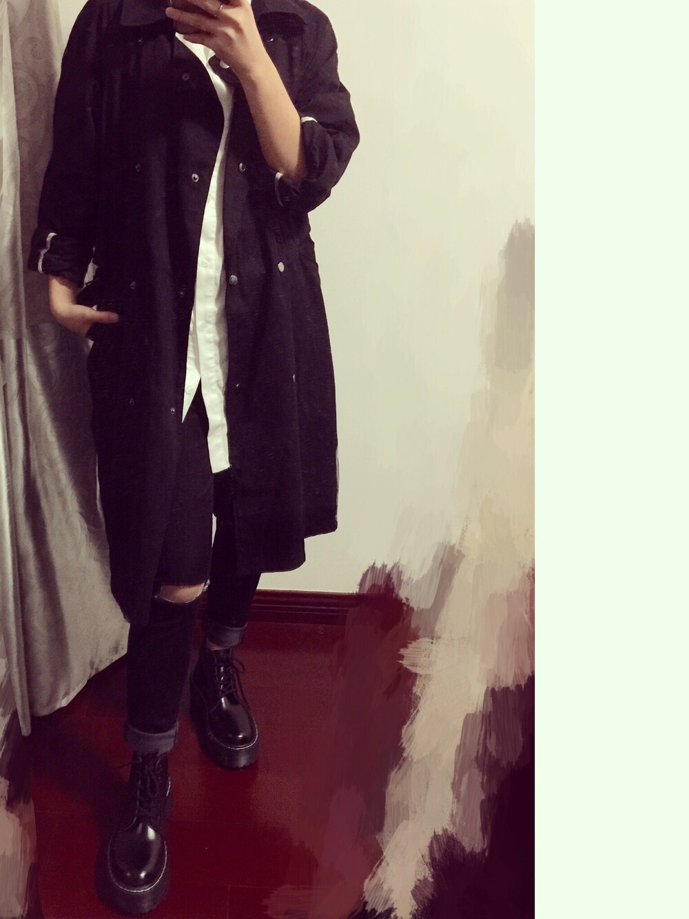 「vovのアイテム（トレンチコート、ブラック系）」を使った、Super皮皮Aquarius_原单小店さん（レディース・161cm）の春コーディネートの1枚目の写真