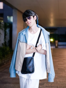 「PRADA（プラダ）のアイテム（ブルゾン）」を使った、雪丸秀隆さん（メンズ・175cm）の夏コーディネート