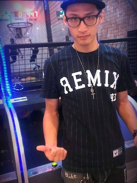 「REMIX（リミックス）のアイテム（その他）」を使った、陳立威さん（メンズ・179cm）の冬コーディネート