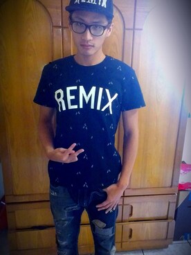 「REMIX（リミックス）のアイテム（その他）」を使った、陳立威さん（メンズ・179cm）の冬コーディネート