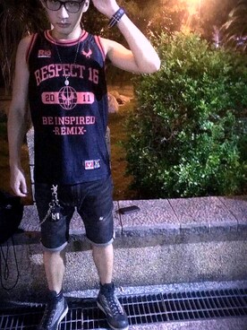 「REMIX（リミックス）のアイテム（その他）」を使った、陳立威さん（メンズ・179cm）の冬コーディネート