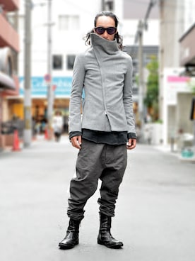 「アイテム（ブーツ）」を使った、TakeshiOumaeさん（メンズ・174cm）の冬コーディネート